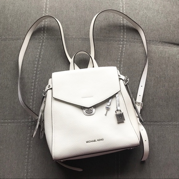 small white leather backpack